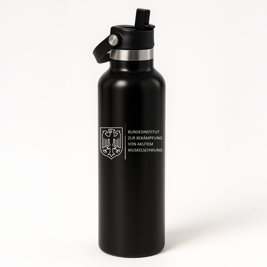 Thermo Edelstahl Sportflasche – 750 ml | Doppelwandig & mit Klapp-Strohhalm