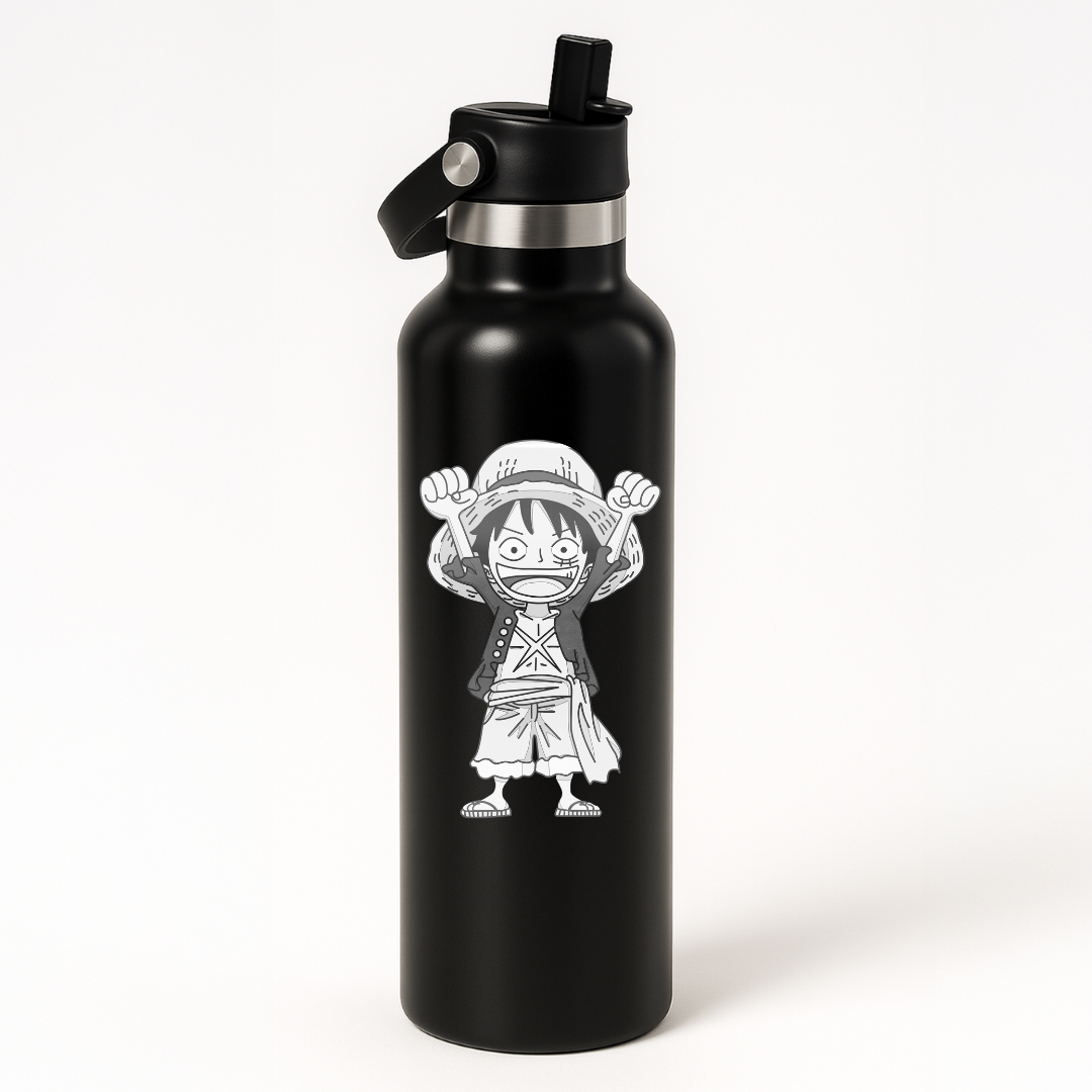 Thermo Edelstahl Sportflasche – 750 ml | Doppelwandig & mit Klapp-Strohhalm