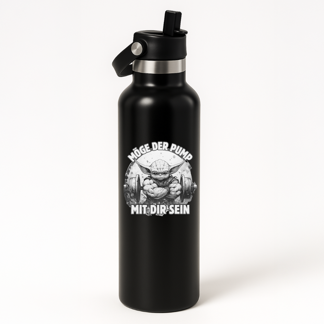 Thermo Edelstahl Sportflasche – 750 ml | Doppelwandig & mit Klapp-Strohhalm