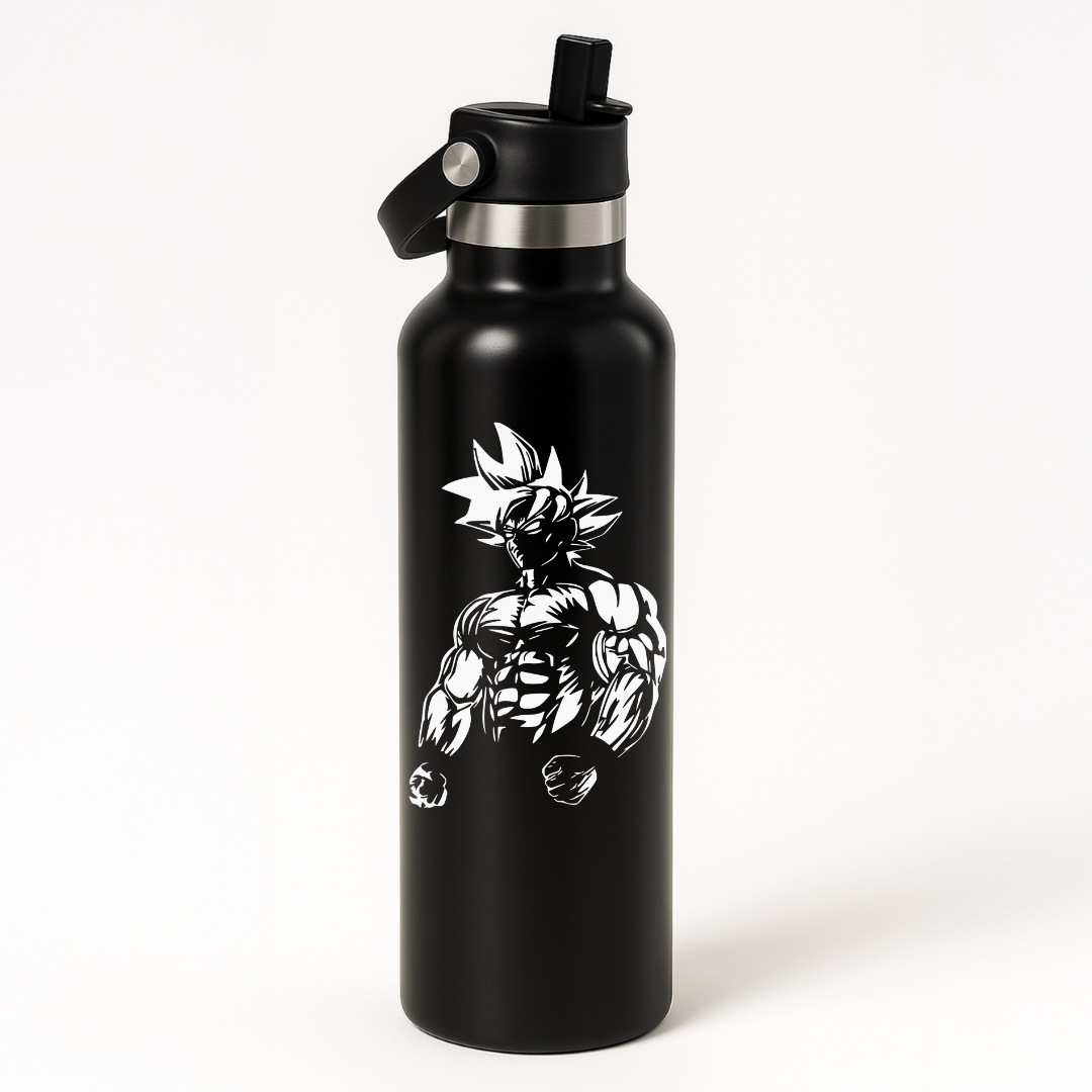 Thermo Edelstahl Sportflasche – 750 ml | Doppelwandig & mit Klapp-Strohhalm