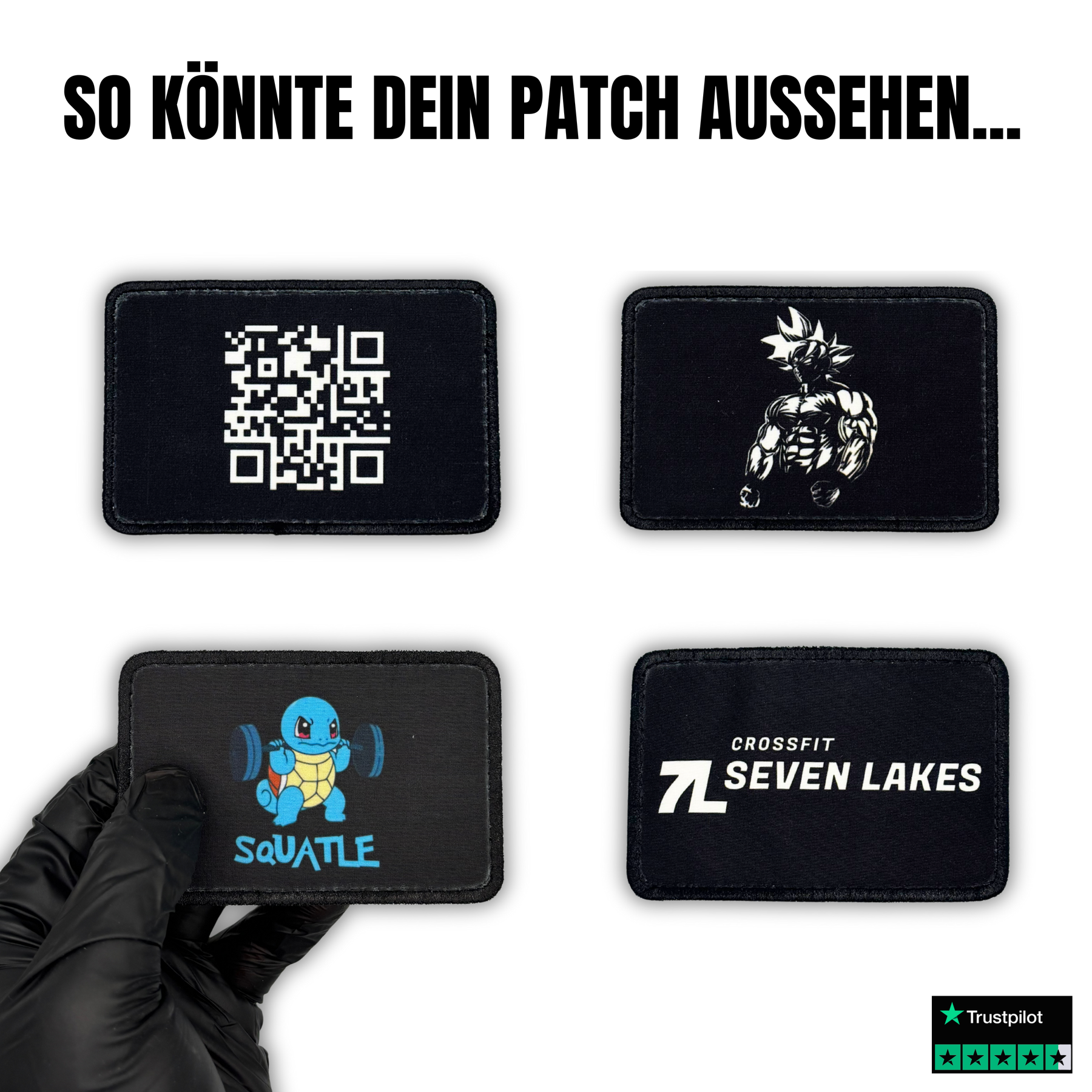 Personalisierbares Patch mit Klett – Eigenes Logo, Name, Flagge, QR Code, ab 1 Stück