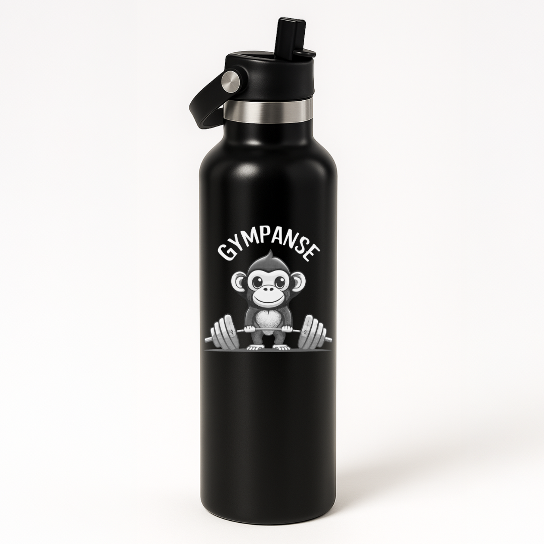 Thermo Edelstahl Sportflasche – 750 ml | Doppelwandig & mit Klapp-Strohhalm