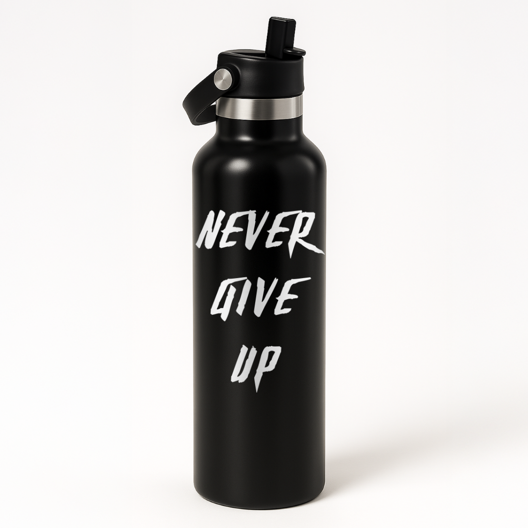 Thermo Edelstahl Sportflasche – 750 ml | Doppelwandig & mit Klapp-Strohhalm