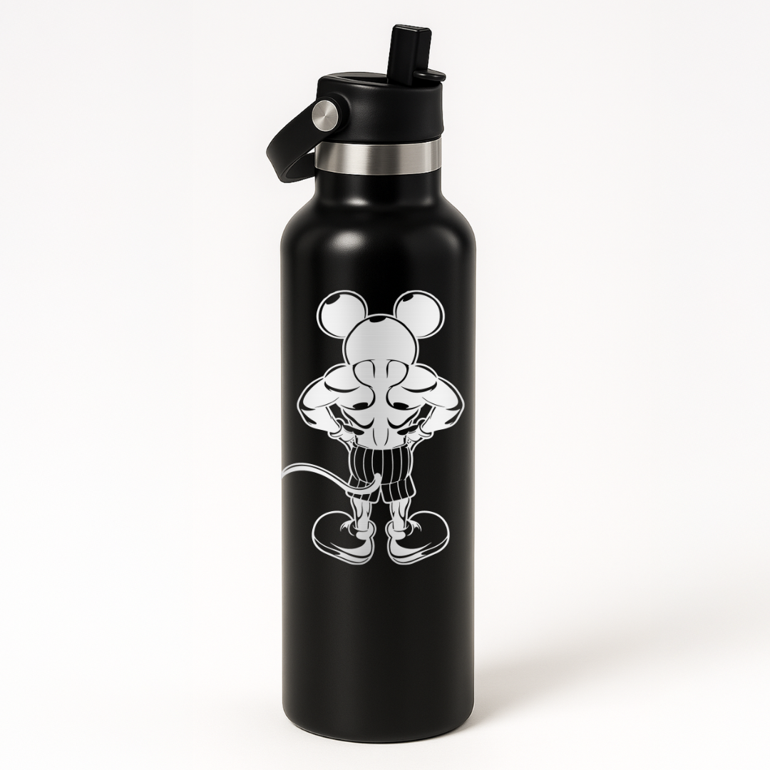 Thermo Edelstahl Sportflasche – 750 ml | Doppelwandig & mit Klapp-Strohhalm