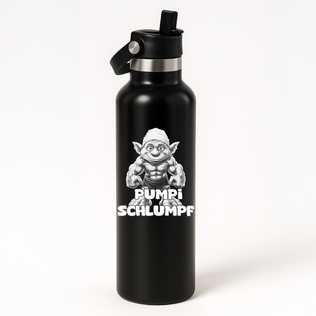 Thermo Edelstahl Sportflasche – 750 ml | Doppelwandig & mit Klapp-Strohhalm