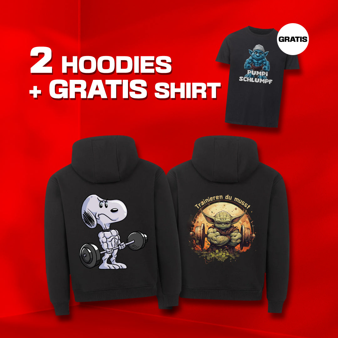 2 Premium Hoodies + 1 GRATIS Shirt